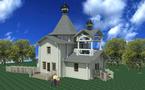 Строительство деревянного храма в парке Русской православной духовной семинарии во Франции